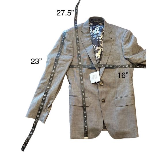 Indochino New Bespoke 2 Button Gray Blazer Sport‎ Coat Jacket Men's Camo Lining - Picture 12 of 12